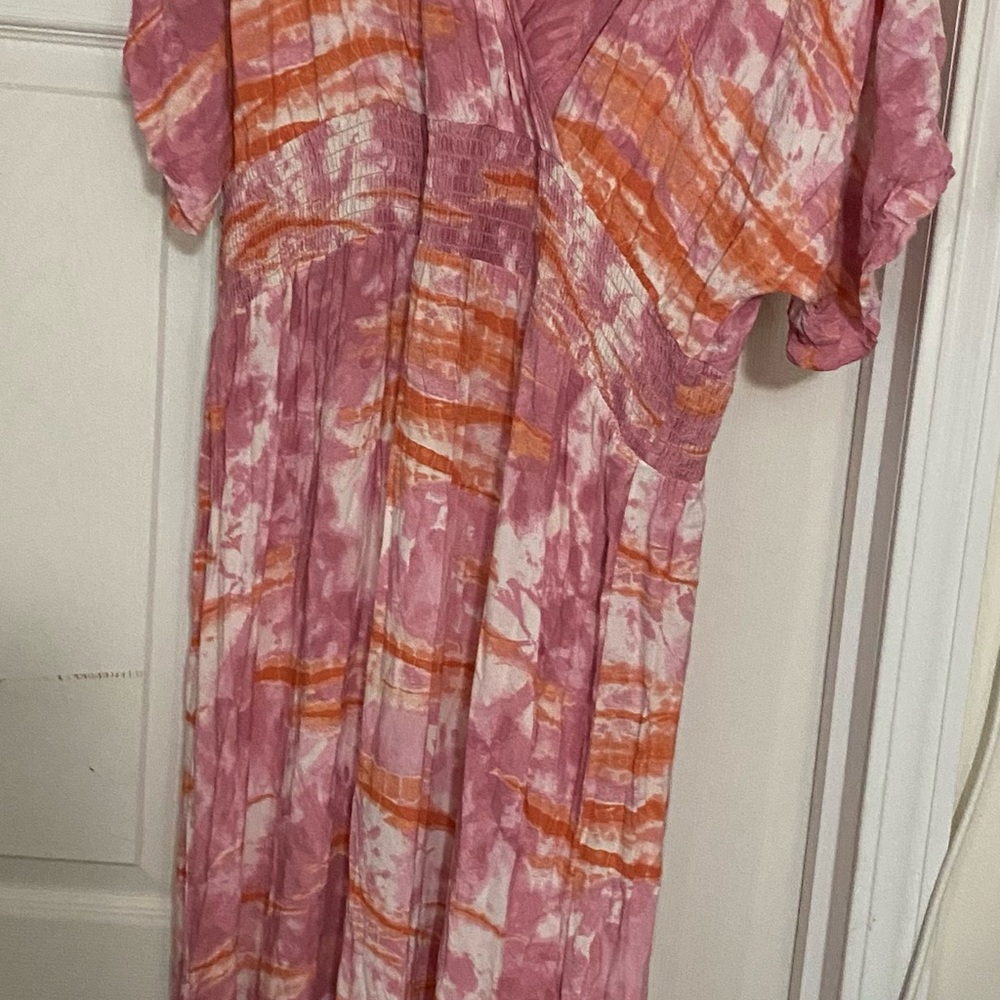 Knox Rose Pink and Orange Tie-Dye Maxi Dress